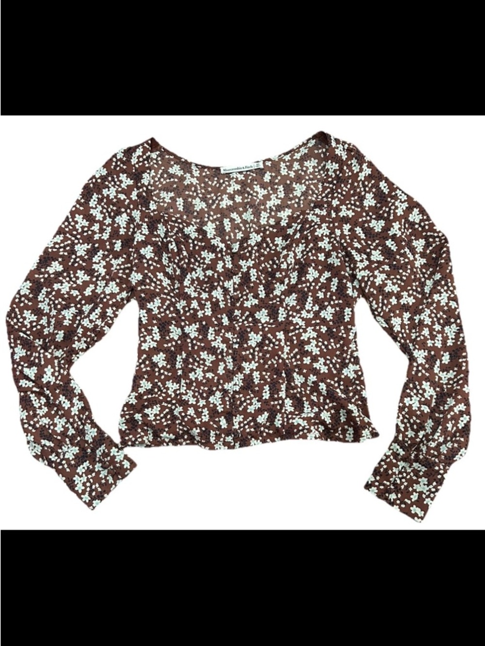 Abercrombie & Fitch Brown Floral Button Front Top - Picture 2 of 6